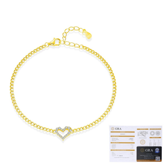 Wholesale Women's Light Luxury Irregular Heart Shaped S925 Sterling Silver Love Bracelet With Mosan Diamond