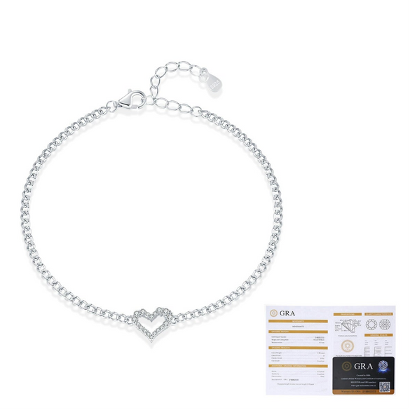Wholesale Women's Light Luxury Irregular Heart Shaped S925 Sterling Silver Love Bracelet With Mosan Diamond