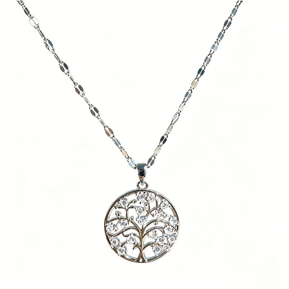Wholesale Women's Light Luxury Jewelry Tree Of Life Pattern Pendant With Titanium Steel Chain And Zircon Inlay