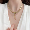 Wholesale Women's Light Luxury 18K Real Gold Plated Titanium Steel Snake Bone Chain Necklace With Geometric And Animal Patterns