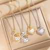 Wholesale Women's Light Luxury Kitty Necklace With Bow Tie And Cartoon Characters Pattern Real Gold Plated Copper Zircon O Word Chain Pendant