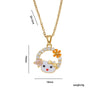 Wholesale Women's Light Luxury Kitty Necklace With Bow Tie And Cartoon Characters Pattern Real Gold Plated Copper Zircon O Word Chain Pendant
