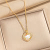 Wholesale Women's Light Luxury Kitty Necklace With Bow Tie And Cartoon Characters Pattern Real Gold Plated Copper Zircon O Word Chain Pendant