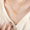 Wholesale Women's Light Luxury Knot Design Titanium Steel Necklace With Geometric Styling Gold Plated
