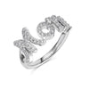 Wholesale Women's Light Luxury Letter Zircon Inlay S925 Sterling Silver Ring With Electroplating