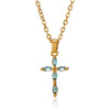 Wholesale Women's Light Luxury Mini Geometric Cross Micropaved Zircon Copper Pendant With 18K Gold Plated O Word Chain Highend Jewelry