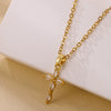 Wholesale Women's Light Luxury Mini Geometric Cross Micropaved Zircon Copper Pendant With 18K Gold Plated O Word Chain Highend Jewelry