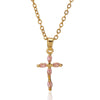 Wholesale Women's Light Luxury Mini Geometric Cross Micropaved Zircon Copper Pendant With 18K Gold Plated O Word Chain Highend Jewelry
