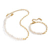 Wholesale Women's Light Luxury Minimalist Electroplated Stainless Steel And Natural Freshwater Pearl Spliced Chain Necklace