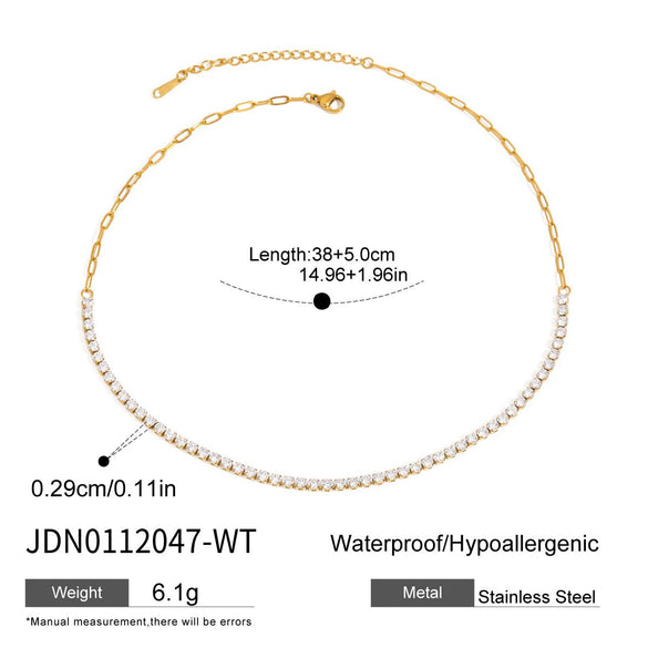 Wholesale Women's Light Luxury Minimalist Electroplated Stainless Steel Zircon Drop Shape Pendant Necklace With Oshaped Chain