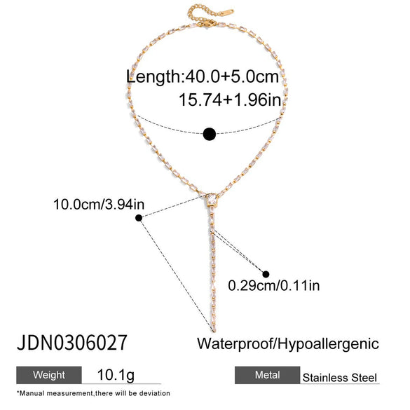 Wholesale Women's Light Luxury Minimalist Electroplated Stainless Steel Zircon Drop Shape Pendant Necklace With Oshaped Chain