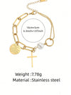 Wholesale Women's Light Luxury Minimalist Geometric Cross Stainless Steel 18K Goldplated Bracelet