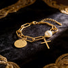 Wholesale Women's Light Luxury Minimalist Geometric Cross Stainless Steel 18K Goldplated Bracelet