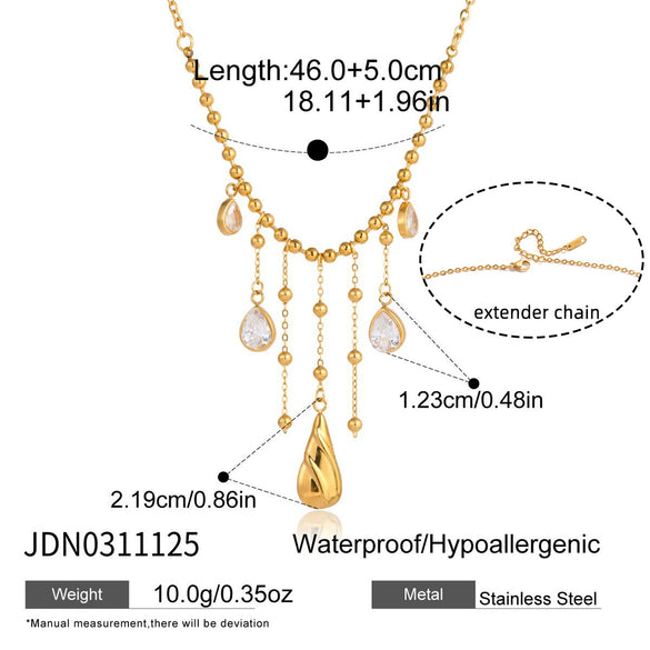Wholesale Women's Light Luxury Minimalist Geometric Drop Shape Stainless Steel Electroplated Tassel Necklace