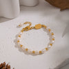 Wholesale Women's Light Luxury Minimalist Geometric Freshwater Pearl Stainless Steel Real Gold Plated Bracelet