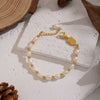 Wholesale Women's Light Luxury Minimalist Geometric Freshwater Pearl Stainless Steel Real Gold Plated Bracelet