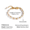 Wholesale Women's Light Luxury Minimalist Geometric Freshwater Pearl Stainless Steel Real Gold Plated Bracelet