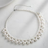 Wholesale Women's Light Luxury Minimalist Geometric 925 Silver Electroplated Multilayered Faux Pearl Woven Choker Necklace