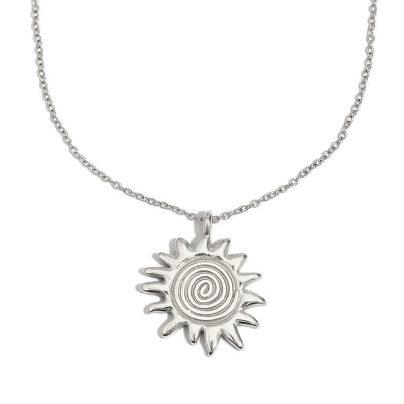 Wholesale Women's Light Luxury Minimalist Geometric Stainless Steel Electroplated Gold Fingerprint Sun Pendant Necklace