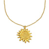 Wholesale Women's Light Luxury Minimalist Geometric Stainless Steel Electroplated Gold Fingerprint Sun Pendant Necklace