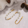 Wholesale Women's Light Luxury Minimalist Geometric Stainless Steel Real Gold Plated Pearl Beaded Bracelet Jewelry
