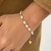 Wholesale Women's Light Luxury Minimalist Geometric Stainless Steel Real Gold Plated Pearl Beaded Bracelet Jewelry