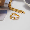 Wholesale Women's Light Luxury Minimalist Geometric Stainless Steel Zircon Ring With Electroplating