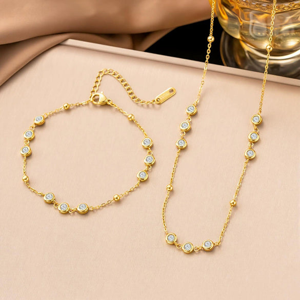 Wholesale Women's Light Luxury Minimalist Geometric Titanium Steel 18K Gold Plated Pendant Necklace With Ball Chain