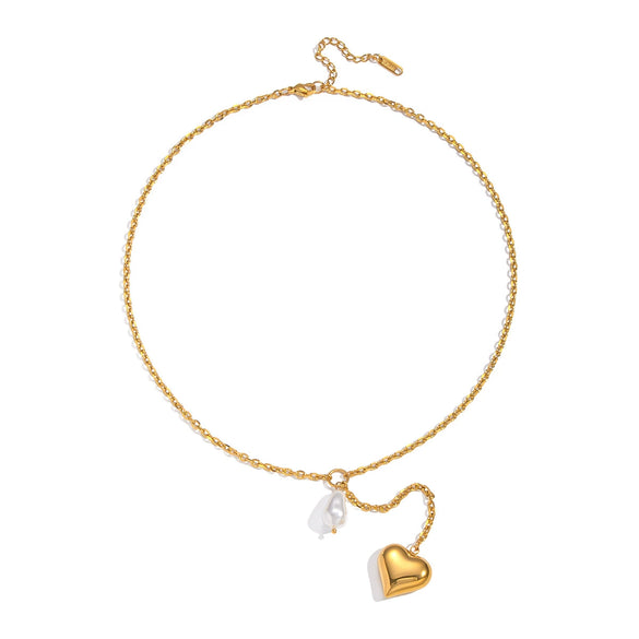 Wholesale Women's Light Luxury Minimalist Heart Shape 18K Real Gold Plated Pendant Necklace With Regular Chain
