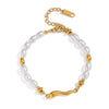 Wholesale Women's Light Luxury Minimalist Real Gold Plated Stainless Steel Irregular Geometric Pearl Shell Beads Beaded Bracelet Hand Jewelry