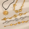 Wholesale Women's Light Luxury Minimalist Star Shape Real Gold Plated Stainless Steel Jewelry Set Necklace Bracelet