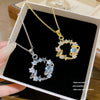 Wholesale Women's Light Luxury Minimalist Star Shape Zircon Inlaid Copper Pendant Titanium Steel Oshaped Chain Necklace