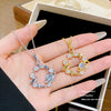 Wholesale Women's Light Luxury Minimalist Star Shape Zircon Inlaid Copper Pendant Titanium Steel Oshaped Chain Necklace