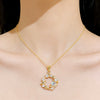Wholesale Women's Light Luxury Minimalist Star Shape Zircon Inlaid Copper Pendant Titanium Steel Oshaped Chain Necklace