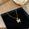 Wholesale Women's Light Luxury Minimalist Titanium Steel Insectshaped Zirconia Butterfly Necklace