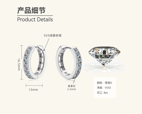 Wholesale Women's Light Luxury Moissanite Earrings With S925 Sterling Silver Ear Buckle Geometric Design Electroplated