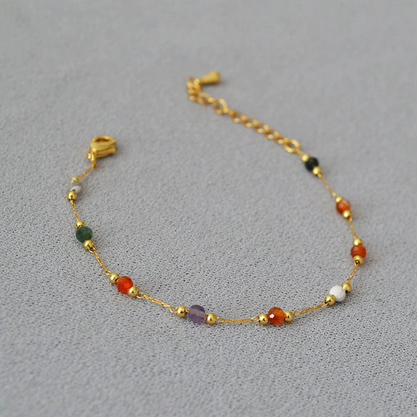 Wholesale Women's Light Luxury Natural Stone And Titanium Steel Geometric Clavicle Chain Necklace With Electroplating
