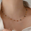 Wholesale Women's Light Luxury Natural Stone And Titanium Steel Geometric Clavicle Chain Necklace With Electroplating