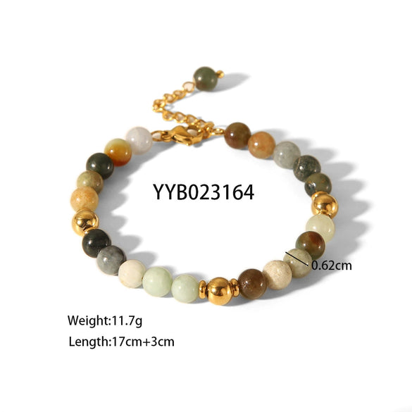Wholesale Women's Light Luxury Natural Stone Bracelet With Geometric Pattern And Electroplating Treatment
