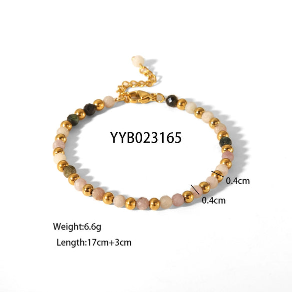 Wholesale Women's Light Luxury Natural Stone Bracelet With Geometric Pattern And Electroplating Treatment