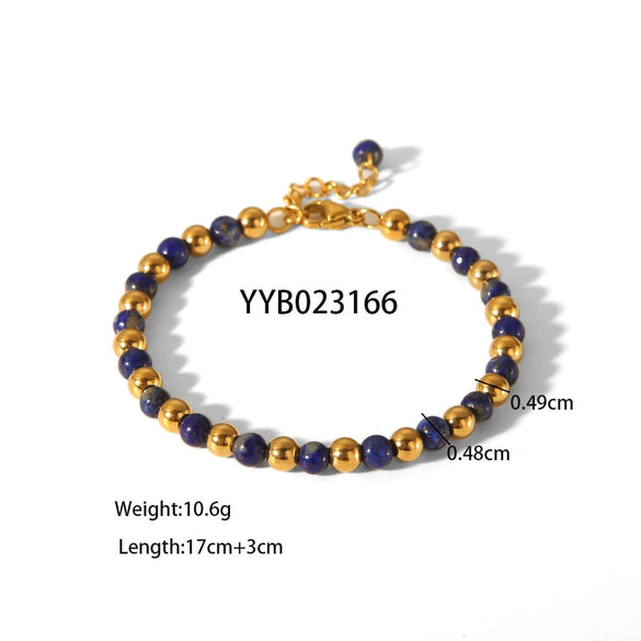 Wholesale Women's Light Luxury Natural Stone Bracelet With Geometric Pattern And Electroplating Treatment