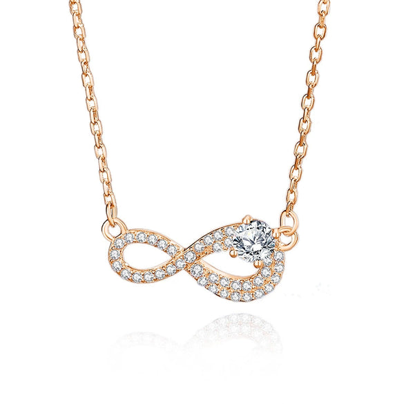 Wholesale Women's Light Luxury Necklace S925 Silver Unlimited Symbol Pendant With Diamond Cross Chain Geometric Style