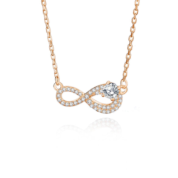Wholesale Women's Light Luxury Necklace S925 Silver Unlimited Symbol Pendant With Diamond Cross Chain Geometric Style