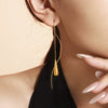 Wholesale Women's Light Luxury Niche Design Hot Water Drop Tassel Earrings In Stainless Steel With Geometric Pattern And Electroplating Treatment