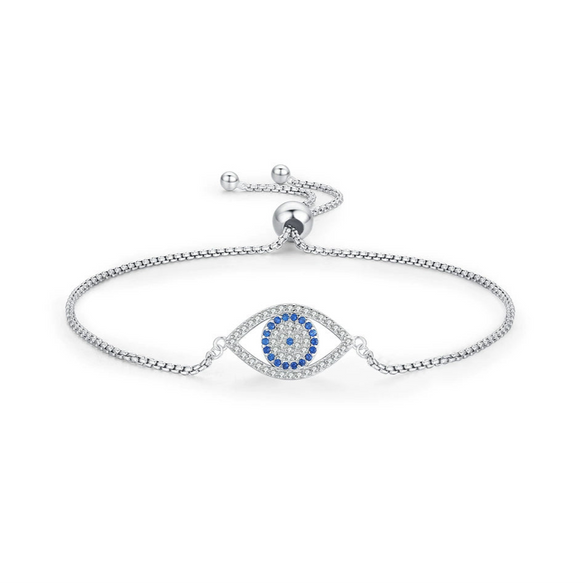 Wholesale Women's Light Luxury Niche Design S925 Sterling Silver Hollow Devil's Eye Microinlay Bracelet Necklace Ring