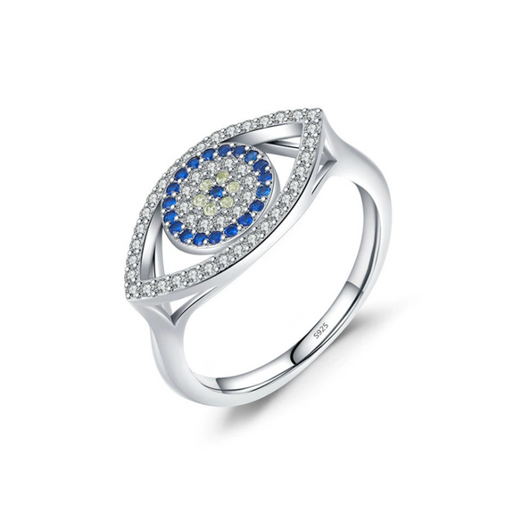 Wholesale Women's Light Luxury Niche Design S925 Sterling Silver Hollow Devil's Eye Microinlay Bracelet Necklace Ring