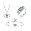 Wholesale Women's Light Luxury Niche Design S925 Sterling Silver Hollow Devil's Eye Microinlay Bracelet Necklace Ring