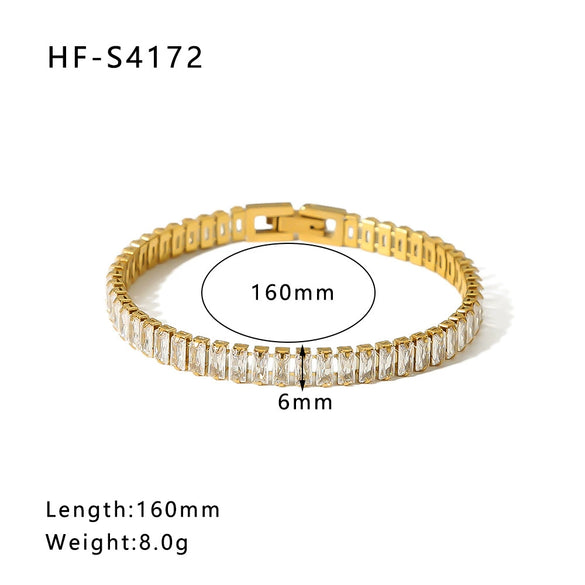 Wholesale Women's Light Luxury Niche Jewelry Titanium Steel 18K Gold Plated Full Diamond Zircon Bracelet With Geometric Design