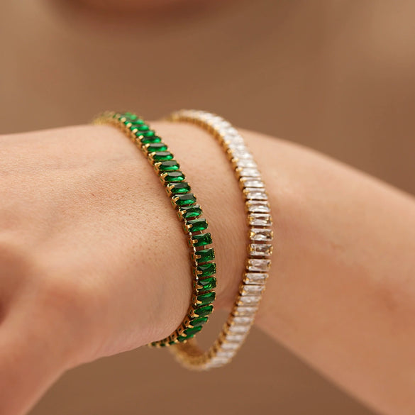Wholesale Women's Light Luxury Niche Jewelry Titanium Steel 18K Gold Plated Full Diamond Zircon Bracelet With Geometric Design