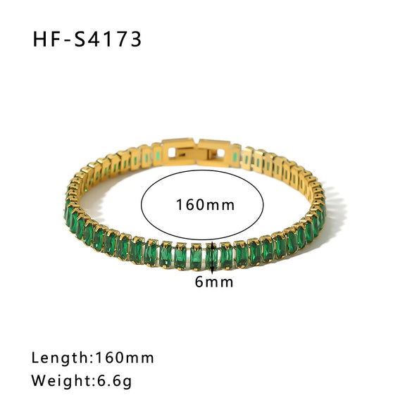 Wholesale Women's Light Luxury Niche Jewelry Titanium Steel 18K Gold Plated Full Diamond Zircon Bracelet With Geometric Design